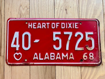 1968 Alabama Lamar County License Plate