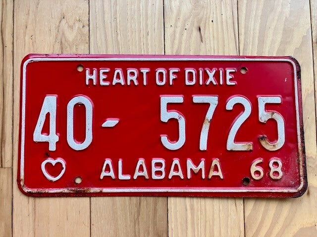 1968 Alabama Lamar County License Plate