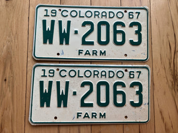Pair of 1967 Colorado Farm License Plates