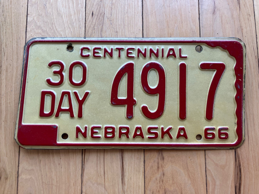 1966 Nebraska 30 Day License Plate