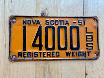 1951 Nova Scotia Registered Weight License Plate