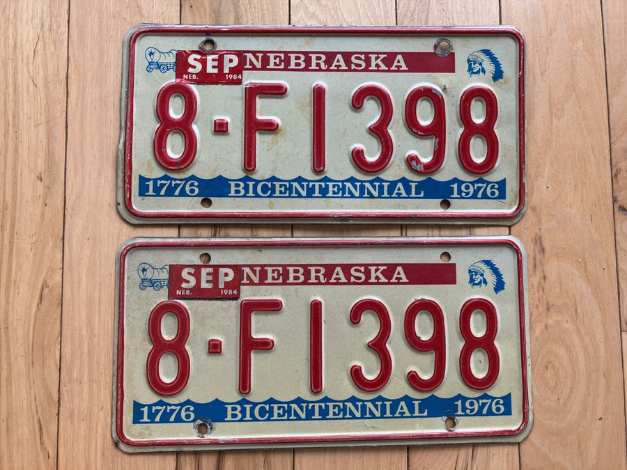 Pair Of 1976 Nebraska License Plates W/ 1984 Tab