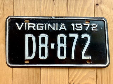 1972 Virginia License Plate