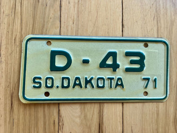 1971 South Dakota Motorcycle Dealer License Plate