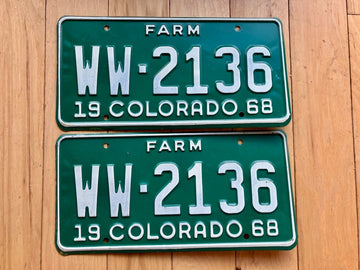 Pair of 1968 Colorado Farm License Plates