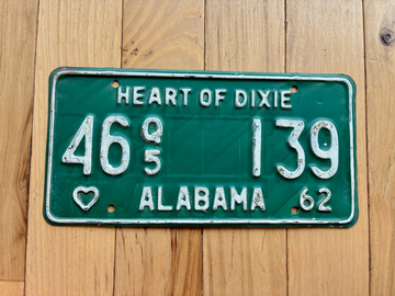 1962 Alabama License Plate