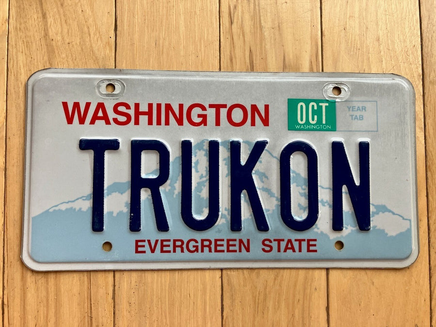 1990's Embossed Washington State Vanity License Plate - TRUKON