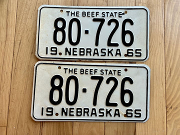 Pair of 1965 Nebraska License Plates