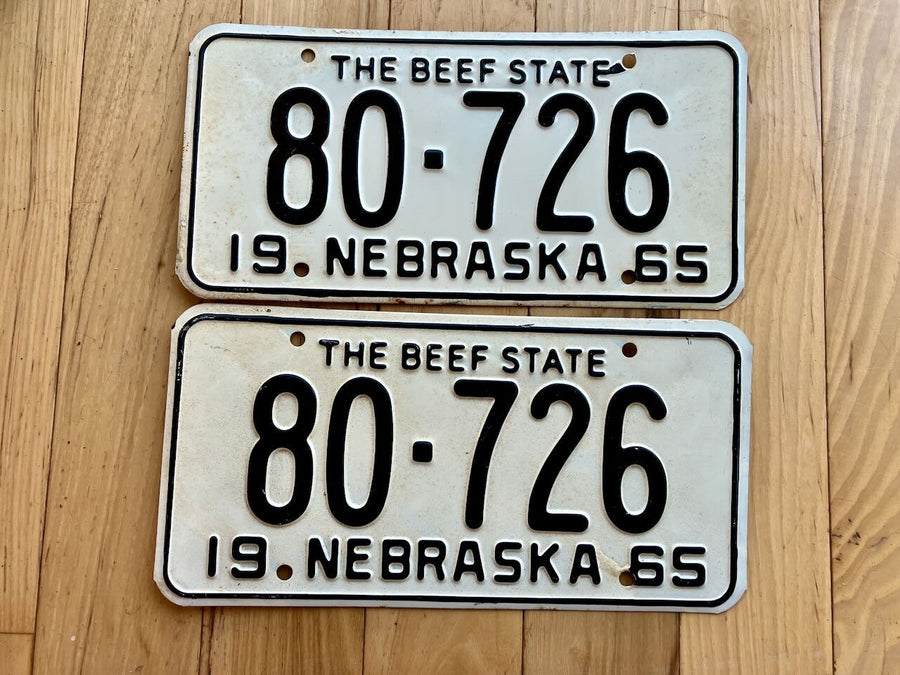 Pair of 1965 Nebraska License Plates