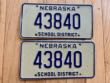 Pair of Vintage Nebraska School District License Plates