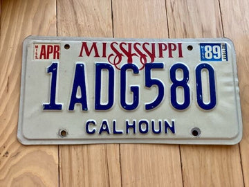 1989 Mississippi Calhoun County License Plate