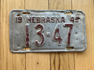 1949 Nebraska License Plate