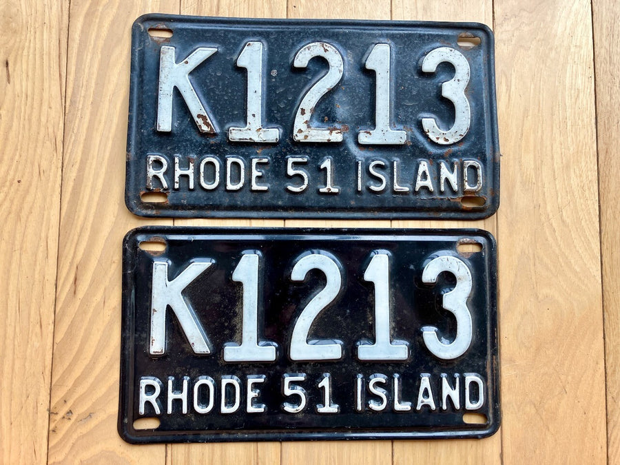 Pair Of 1951 Rhode Island License Plates