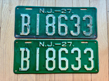 Pair of 1927 New Jersey License Plates