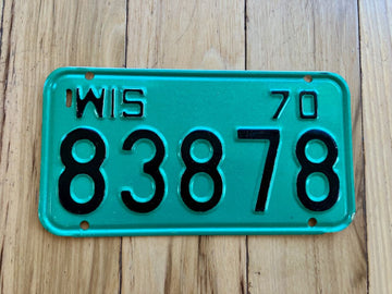1970 Wisconsin Motorcycle License Plate
