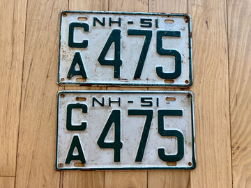 Pair of 1951 New Hampshire License Plates