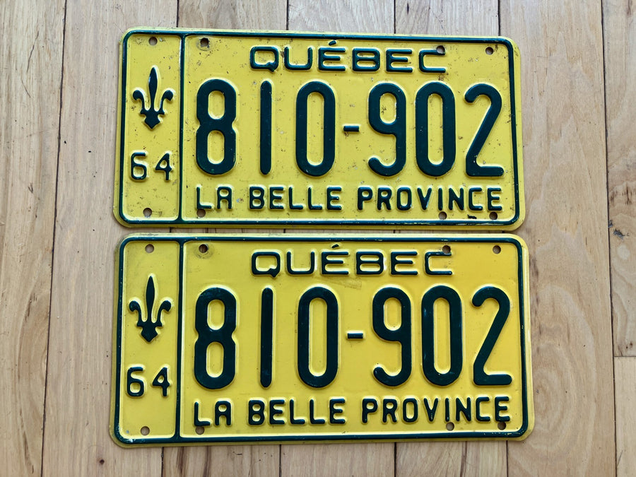 Pair of 1964 Quebec License Plates