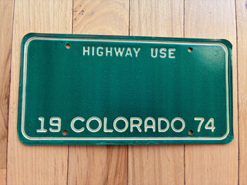 1974 Colorado Highway Use Blank License Plate