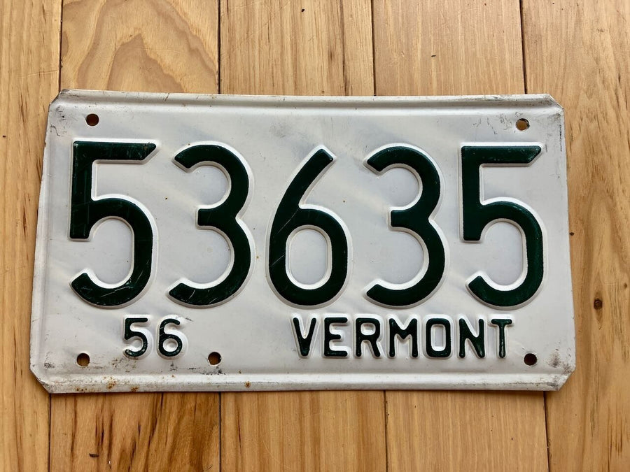 1956 Vermont Palindrome License Plate (Edges of The Plate Look to Be Trimmed?)