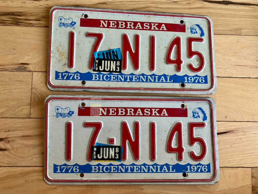 Pair Of 1976 Nebraska License Plates W/ 1983 Tabs