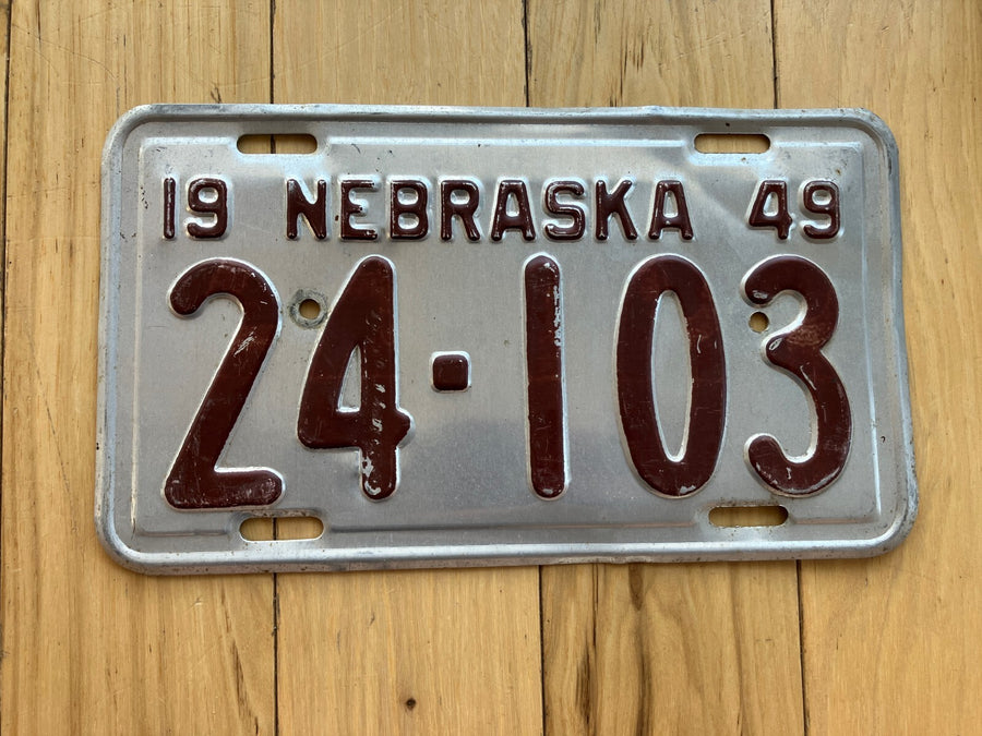 1949 Nebraska License Plate