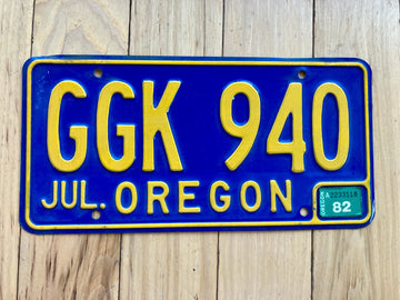 1960s Oregon License Plate W/1982 Tab