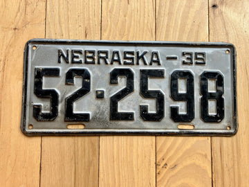 1939 Nebraska License Plate