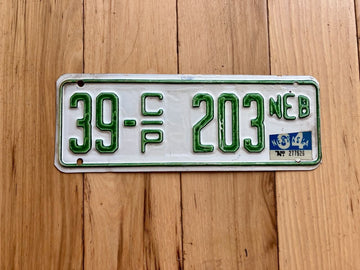 1964 Nebraska Cabin Permit License Plate