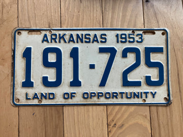 1953 Arkansas License Plate