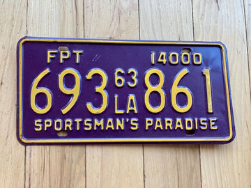 1963 Louisiana FPT License Plate