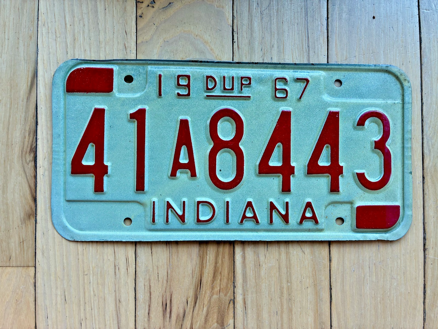 1967 Indiana Duplicate License Plate