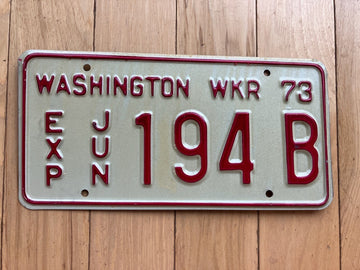 1973 Washington State Wrecker License Plate