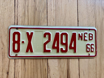 1966 Nebraska Farm Trailer License Plate