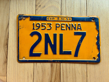 1953 1954 Pennsylvania License Plate