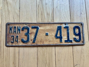 1934 Kansas License Plate