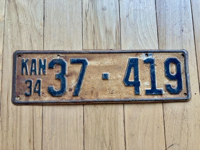 1934 Kansas License Plate