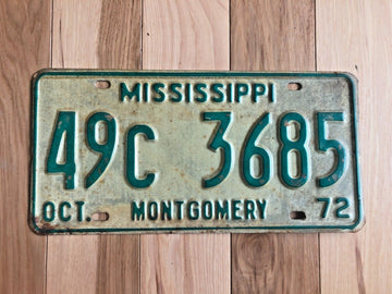 1972 Mississippi Montgomery License Plate