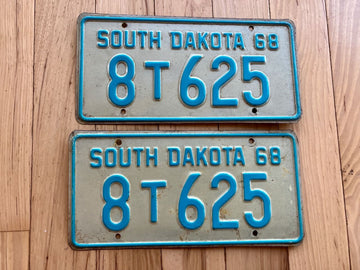 Pair Of 1968 South Dakota Truck License Plates