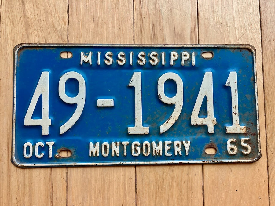 1965 Mississippi Montgomery County License Plate