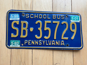 1999 Pennsylvania School Bus License Plate