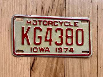 1974 Iowa Motorcycle License Plate