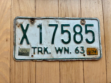 1963 Washington State Truck License Plate - Check With DOL First For YOM