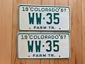 Pair of 1967 Colorado Farm Tractor License Plates