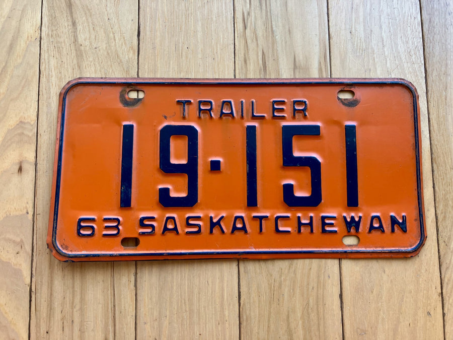 1963 Saskatchewan Trailer License Plate