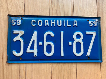 1958 1959 Coahuila License Plate