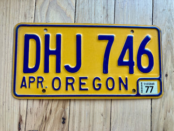 1977 Oregon License Plate