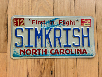 2006 North Carolina Vanity License Plate - SIMKRISH