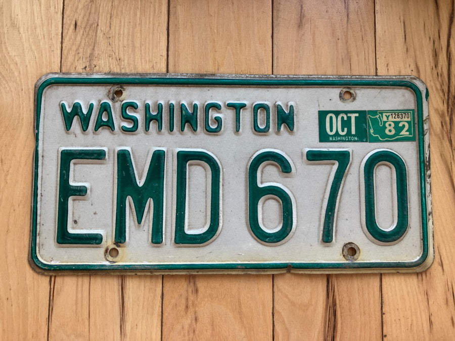1968 to 1986 Washington State License Plate W/ 1982 Tab