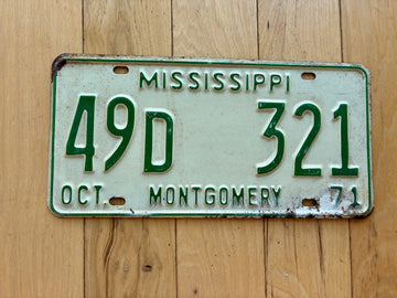 1971 Mississippi Montgomery County License Plate