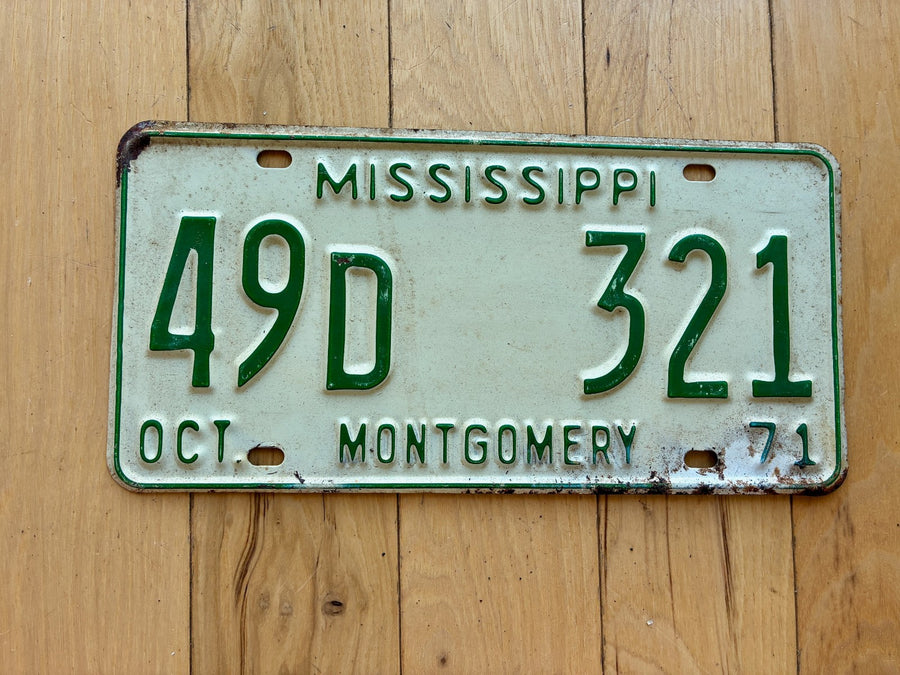 1971 Mississippi Montgomery County License Plate